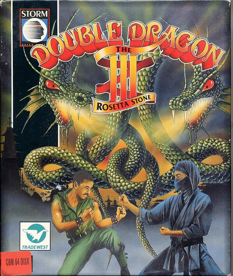 Double Dragon III the Rosetta Stone box art for Commodore 64